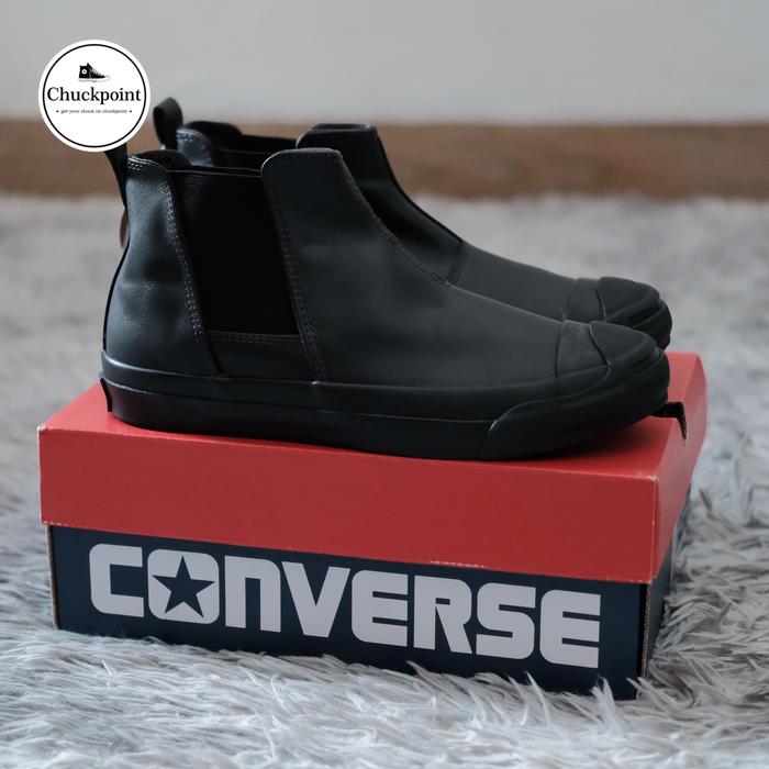 Converse Jack Purcell Sidegore Monoblack Leather Mid RH (React HD Cup Insole) Exclusive Japan Domest