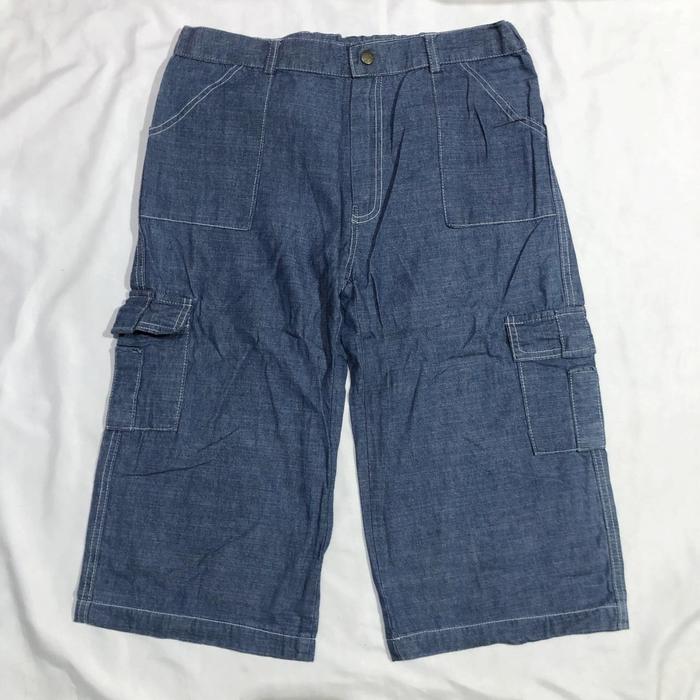Celana Pendek Shortpants Jeans Cargo Fatigue Main and Soul Blue Washed Original Second Preloved #CC8