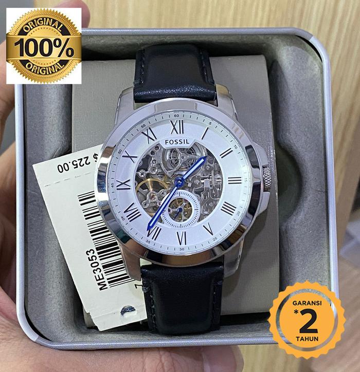 ME3053 Grant Silver Skeleton Dial Black Leather original