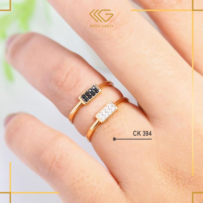 Cincin Emas Simple 6K 8K Batu Mata Hitam Kadar CK 394