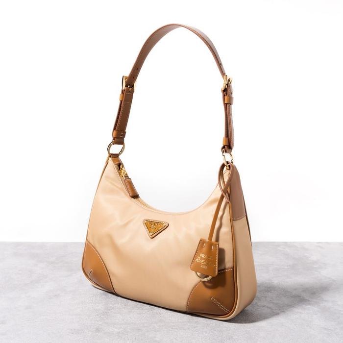 PRADA Re-edition 2002 hobo shoulder Bag Camel