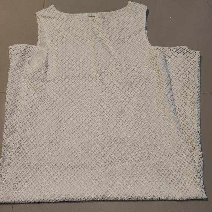 long dres 3/4, putih gading  tanpa lengan