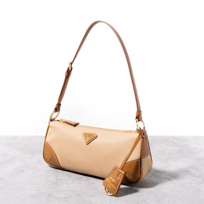 PRADA Re-edition 2002 shoulder bag re-nylon and brushed leather Camel