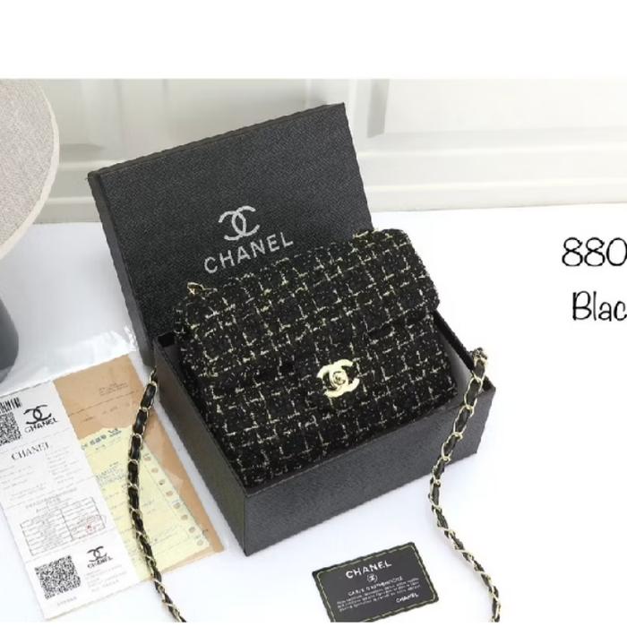 NEGO tas tweed small flap bag 8801 semiplatinum like ori second preloved