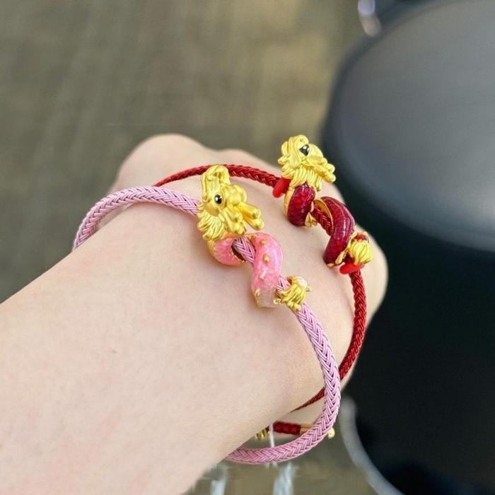 gelang pandora kawat waterproff charm naga lilit ulir cat/warna emas asli 23k 24k 999 emas hongkong