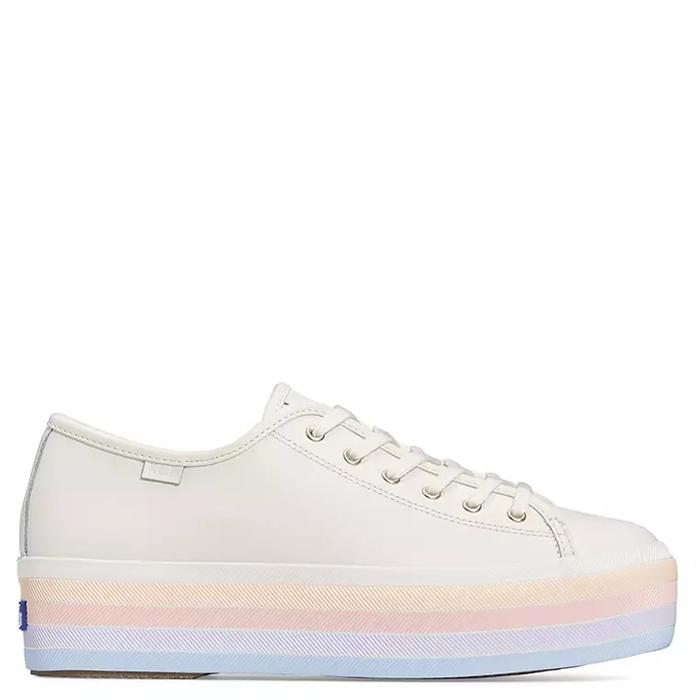 KEDS - SEPATU SNEAKERS WANITA ORIGINAL -Triple Up Lea Multi Stripe Fox