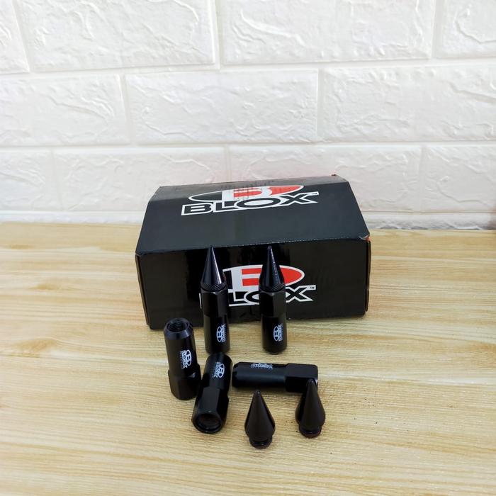 BAUT RODA 1,25 MUR VELG BLOX WARNA HITAM UKURAN M12 X 1.25 ANTI MALING BAUT RACING ISI 20 BESI BAJA