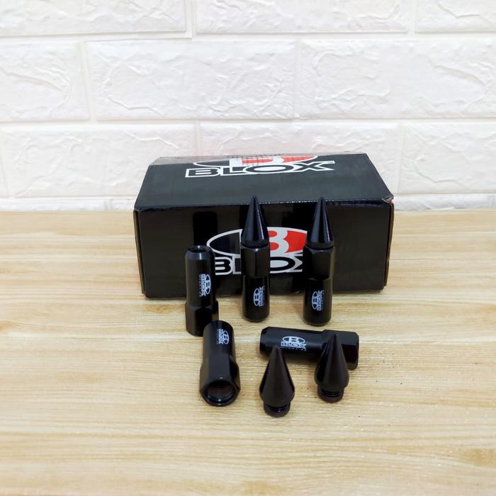 BAUT RODA 1,25 MUR VELG BLOX WARNA HITAM UKURAN M12 X 1.25 ANTI MALING BAUT RACING ISI 20 BESI BAJA
