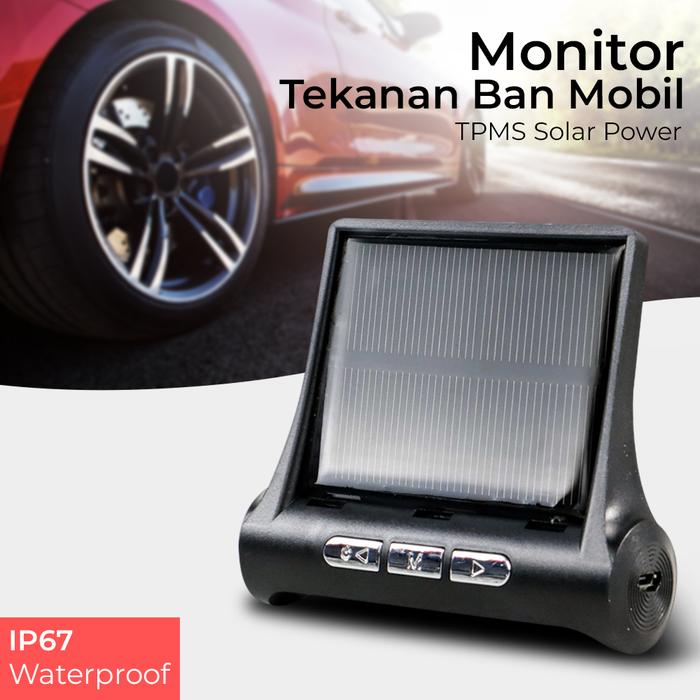 Monitoring Tekanan Ban Mobil Wireless Tpms Solar Power K10 Black