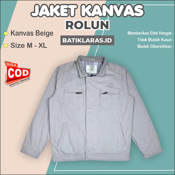 Jaket Rolun Pria Dewasa Kanvas Beige JK0633