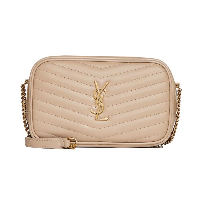 YSL Saint Laurent Mini Lou Loulou Camera Bag Quilted Leather Dark Beige Ghw