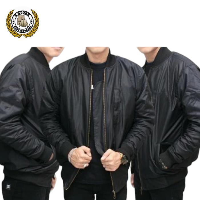 jaket bomber pria/jaket polos bomber hitam