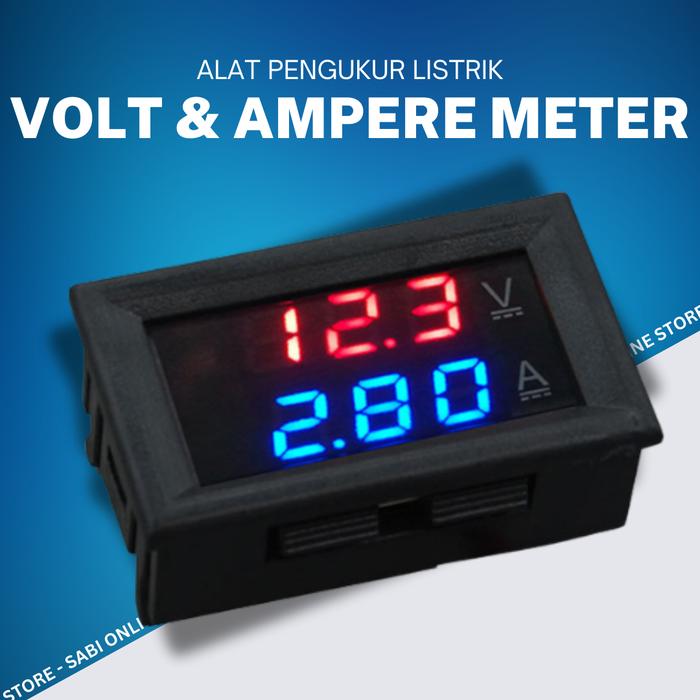 Alat Pengukur Listrik Voltmeter Ampere meter dengan Layar LED - Range DC 0-100V/0-10A