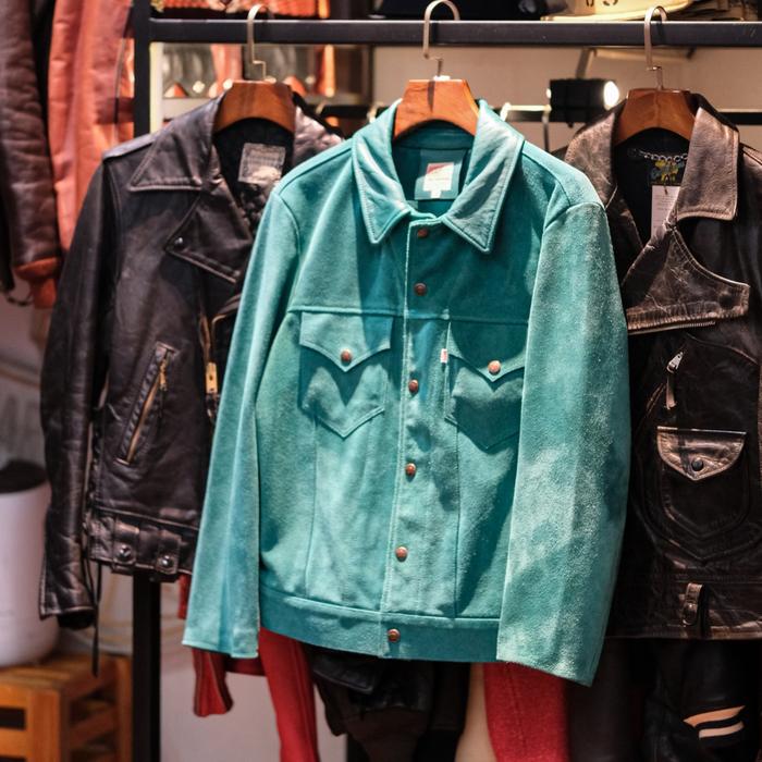 Levis Vintage Clothing 60's suede Turquoise Trucker Made in Italy