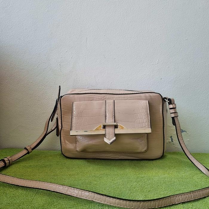 TAS SLING KULIT CROCO WANITA SECOND BRANDED IMPORT CREAM