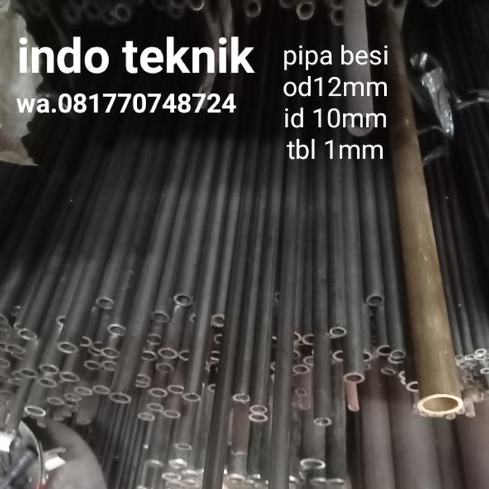 pipa besi ukuran diameter 12mm × 10mm × 1mm ×pnjang 1meter