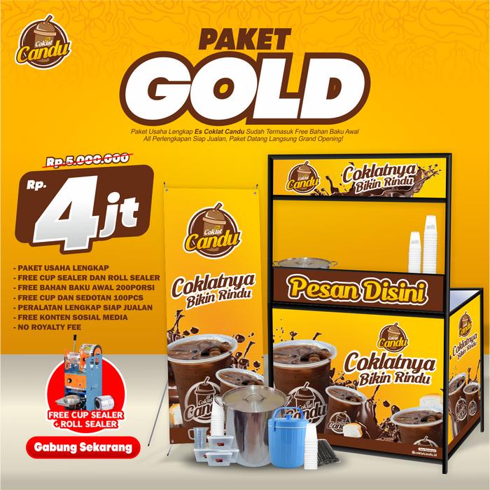 PAKET FRANCHISE ES COKLAT CANDU BOOTH GOLD / FRANCHISE ES COKLAT CANDU / PAKET USAHA ES COKLAT CANDU