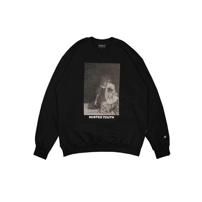 FAILOS BLACK CREWNECK SWEATER HUSTED YOUTH
