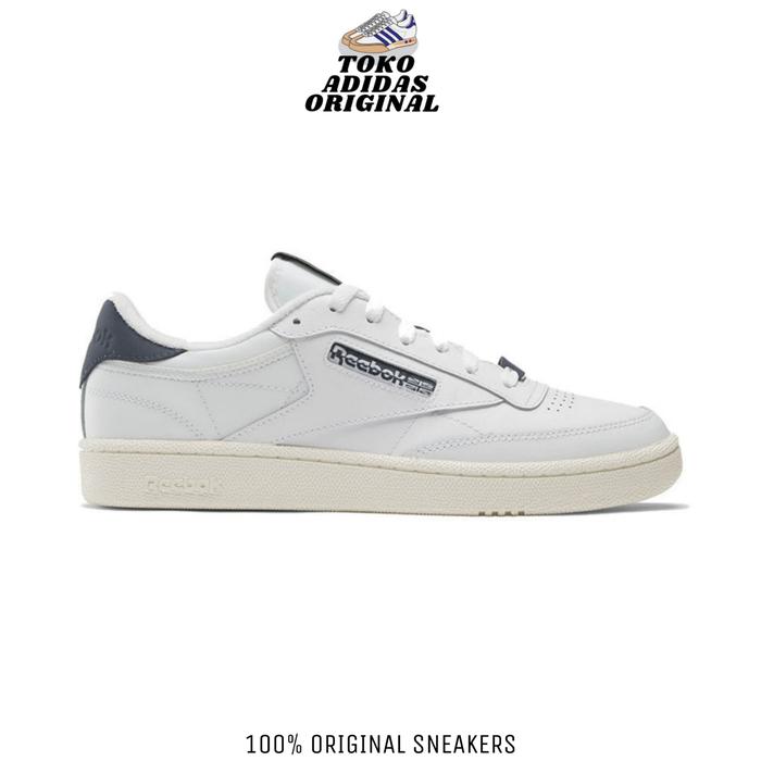 SEPATU CASUAL PRIA REEBOK CLUB C 85 WHITE BLUE CHALK ORIGINAL RESMI
