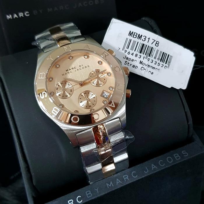 Jam Tangan Wanita MJ Bl*de MBM3178 Chronograph Rosegold Combi Silver Steel
