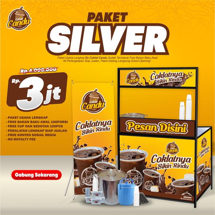 PAKET FRANCHISE ES COKLAT CANDU BOOTH SILVER / FRANCHISE ES COKLAT CANDU / PAKET USAHA ES COKLAT CAN