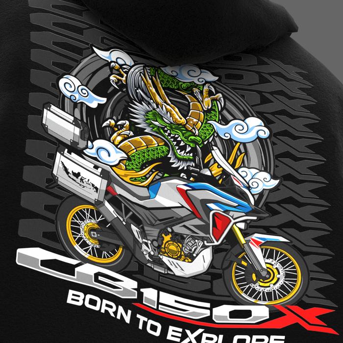 Apparel hoodie dan kaos cb150x dragon edisi juli 2024
