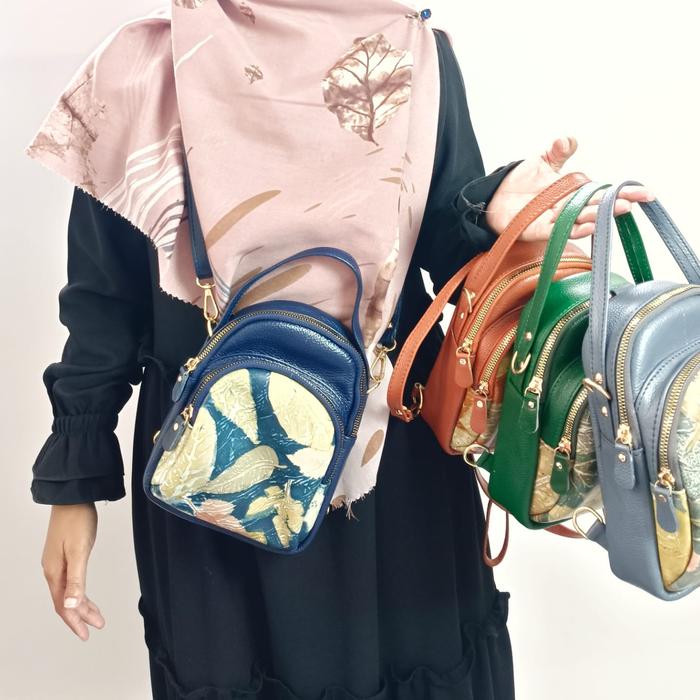 Tas Kulit Wanita Tas Wanita Ecoprint Kulit Tas Selempang Wanita Kulit Garut