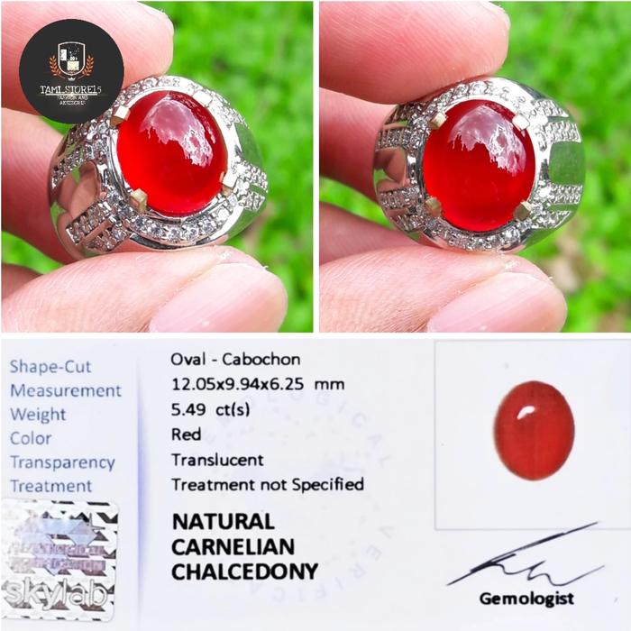 Cincin Batu Akik Red Baron Top Quality Red Carnelian Chalsedony Memo