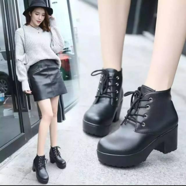 MIVELSHOES SEPATU SNEAKERS BOOTS HEELS WANITA HAK 5cm LA02 FASHION KOREA PESTA FORMAL KONDANGAN KERJ