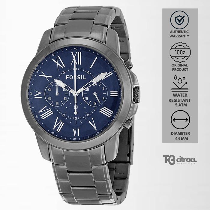 Jam Tangan Pria Fossil Grant Chronograph Rantai Stainless Steel Mewah Original FS4831