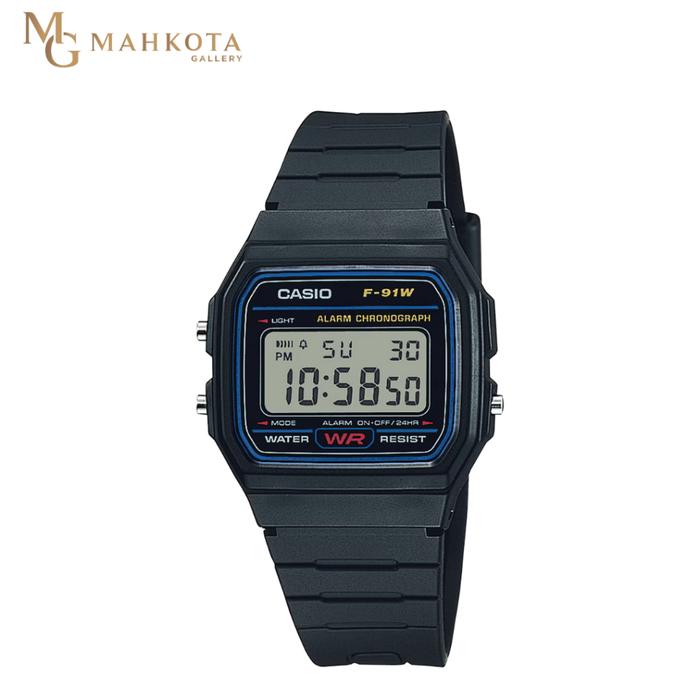Jam Tangan Pria Digital Kotak Persegi Casio Seri F-91W Strap Karet Original dan Bergaransi