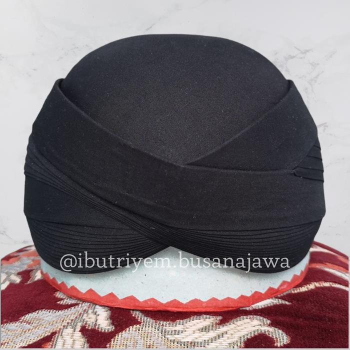 Blangkon Solo Perbawan Alusan Hitam Polos