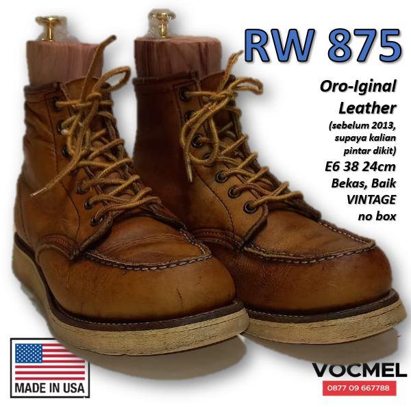 Red Wing 875 6E 38 24cm CLASSIC MOC MEN'S 6-INCH BOOT - SUPER LANGKA - BEKAS