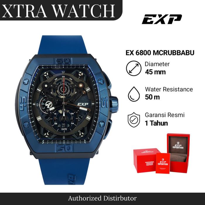 JAM TANGAN PRIA EXPEDITION EXP 6800 / E6800 ORIGINAL CHRONOGRAPH - BLUE BLACK