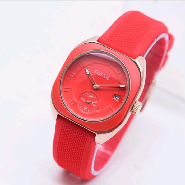 Jam Tangan Wanita FOSSIL Original Analog Tggl Crono Aktif Tali Rubber