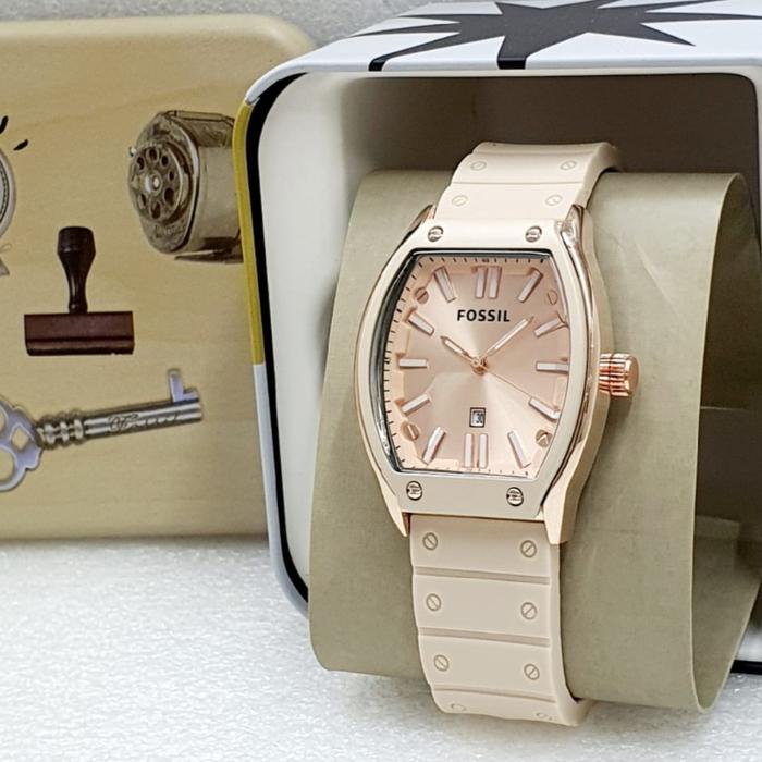 Jam Tangan Wanita FOSSIL 8701 Original Analog Tggl Aktif Tali Rubber
