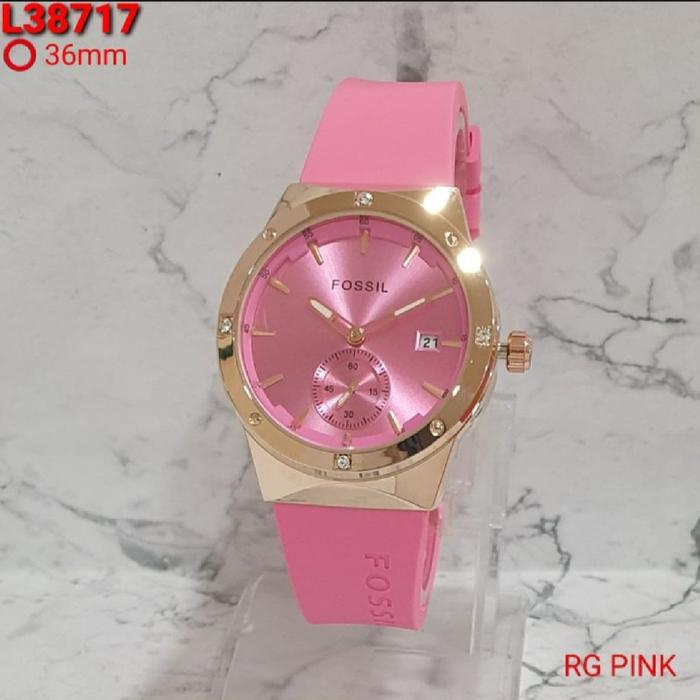 Jam Tangan Wanita FOSSIL Original Analog Tggl Crono Tali Rubber Karet
