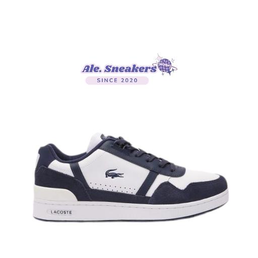 Sepatu Pria Lacoste Graphic Print T-Clip White/Navy ( 46SMA0070042) Original