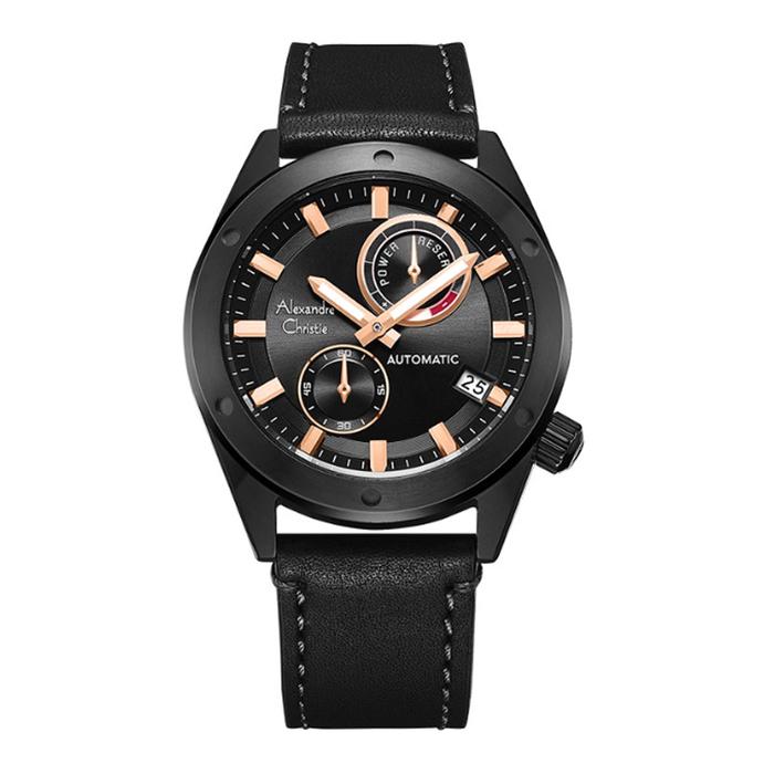 ALEXANDRE CHRISTIE AC 3046 BLACK ROSEGOLD AUTOMATIC MALIPBARG Jam Tangan Pria