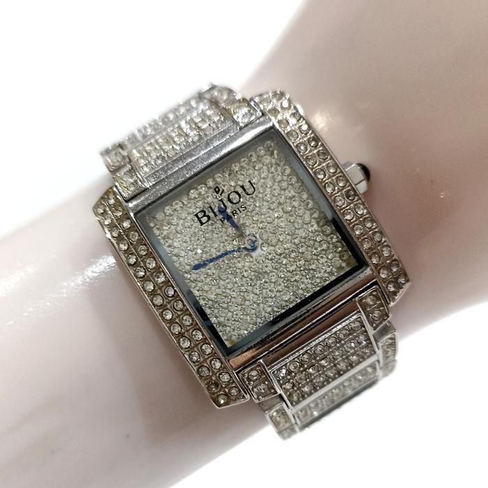 Jam Tangan Bijou Paris Ice Out Crystal Quartz Watch Wanita Mewah Cantik Luxury Original Asli Murah