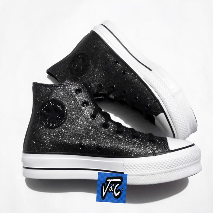 Converse Chuck Taylor All Star Lift Platform Glitter Sparkle Party BW