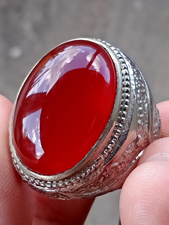 Cincin Batu Raflesia Redish Orange ( Batu Akik Natural - bukan bacan obi red baron )