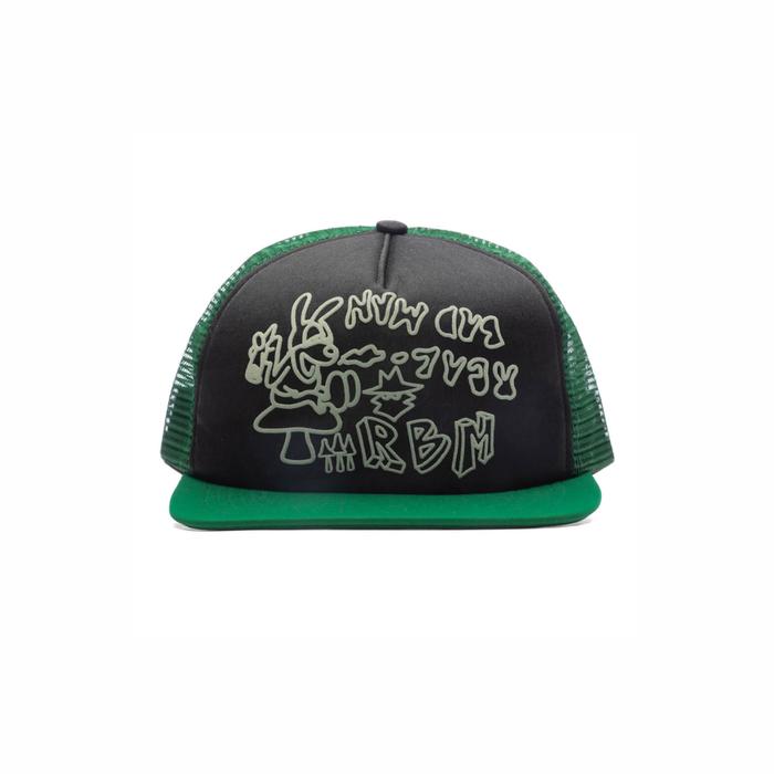 REAL BAD MAN DELIVERED RANCE TRUCKER CAP GREEN BLACK