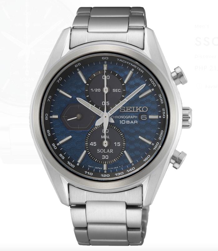Jam tangan Pria Seiko SSC801P  Solar Chronograph 100M Blue Dial