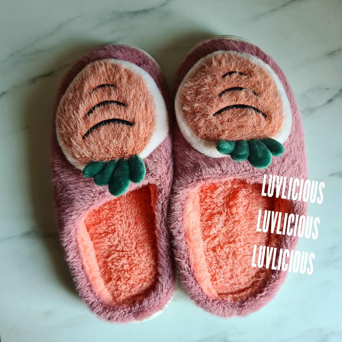 SANDAL SENDAL RUMAH TIDUR BELUDRU INDOOR STRAWBERRY HOME SLIPPER