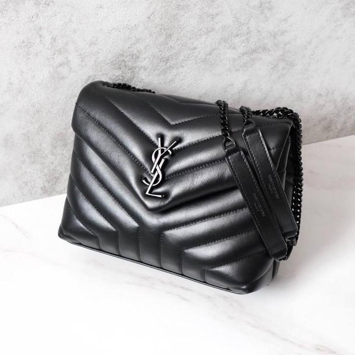 YSL Saint Laurent Flap Small Loulou Lou Bag in Black BHW / All Black