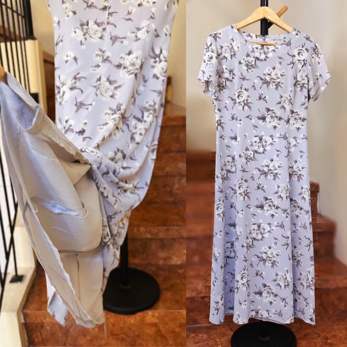 preloved dress vintage summer long dress original mounue second midi PL abu biru muda baby blue flor
