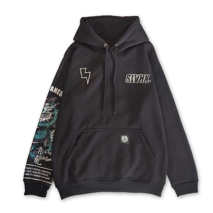Outerwear Hoodie Slvhx Blue Dragon Sleeves Black