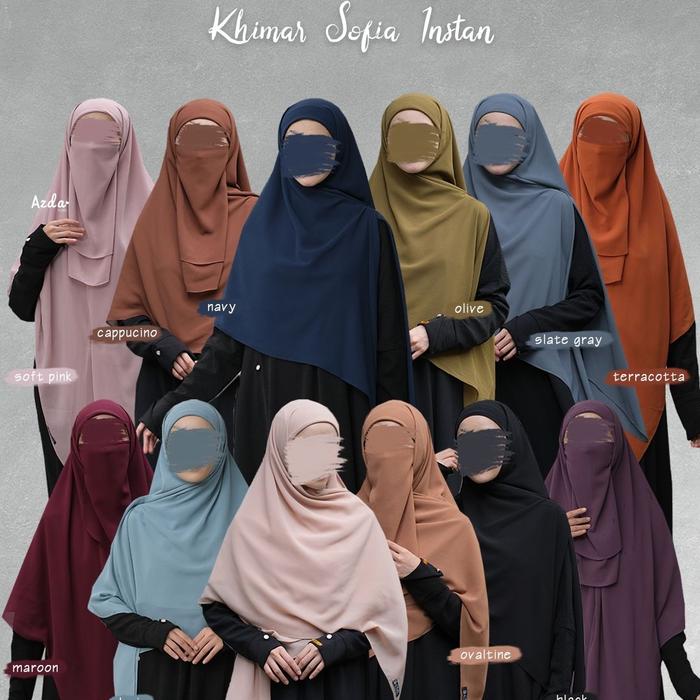 Khimar segiempat instan syari, jilbab segiempat, jilbab syari instan