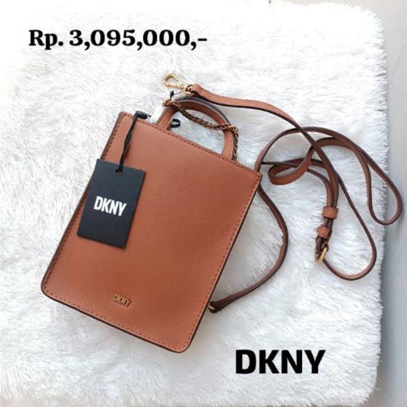NEW Original ASLI DKNY Brown Leather Sling Bag Tas Selempang